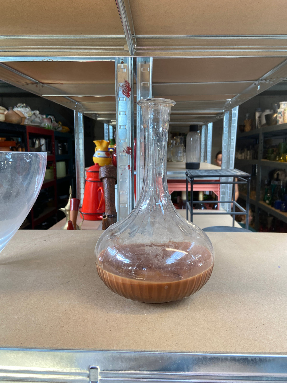 Vase - verre transparent et teracotta