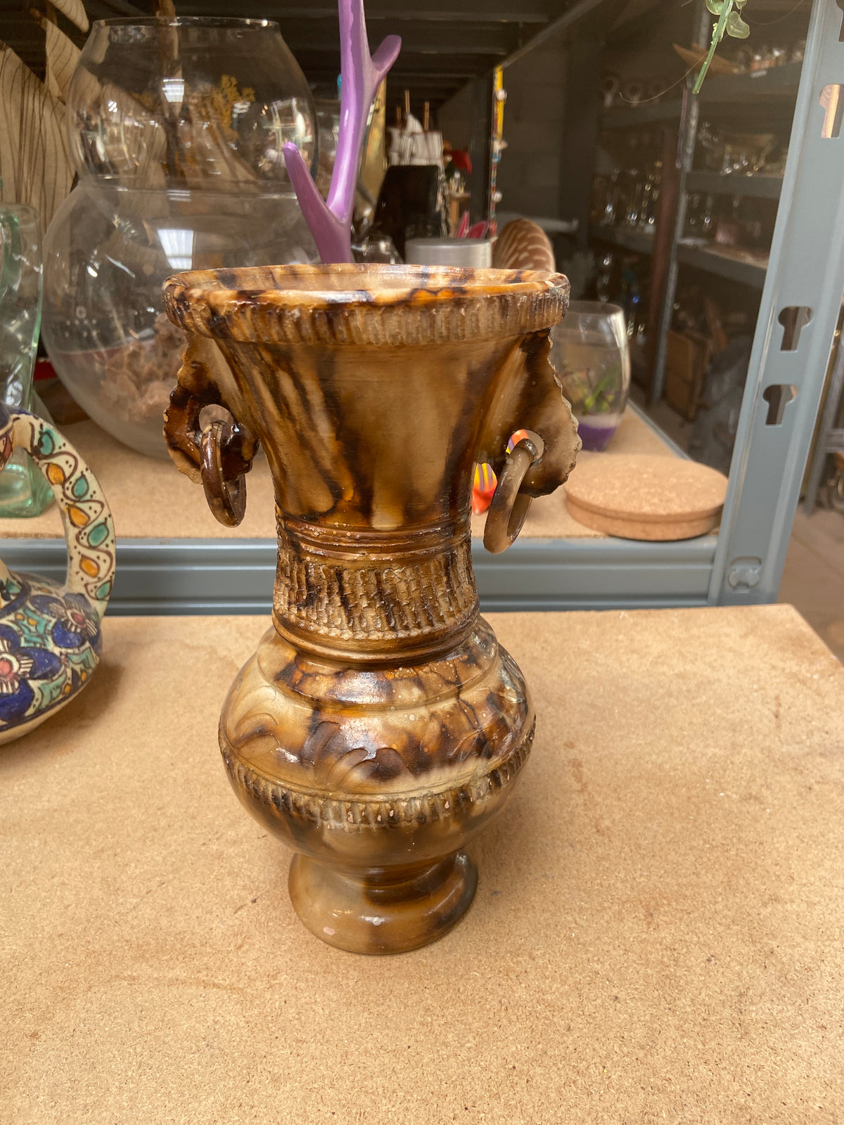 Vase - marron marbré