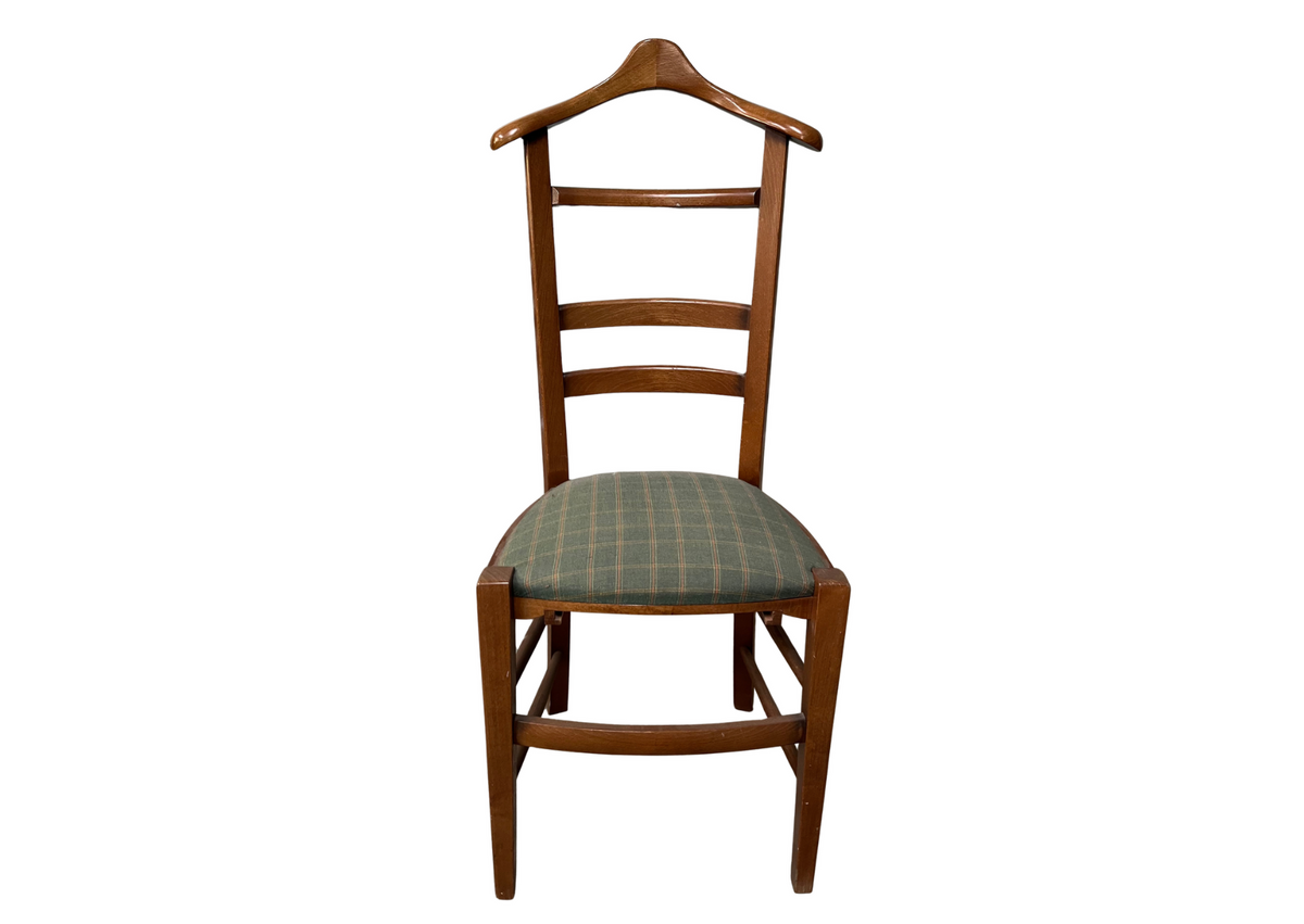 Chaise valet en bois à assise en tissu gris