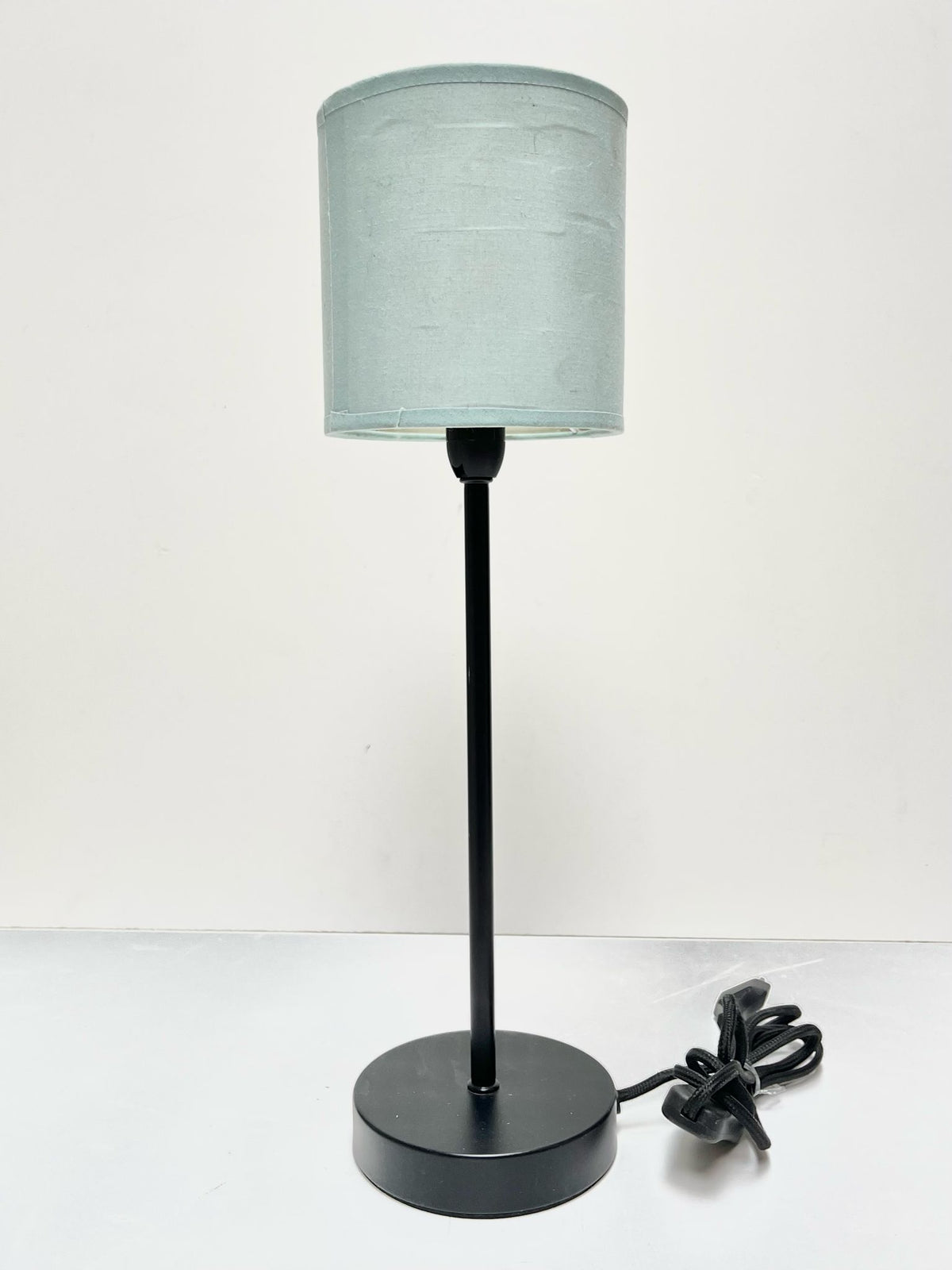 Abat-jour cylindrique en tissu vert d'eau