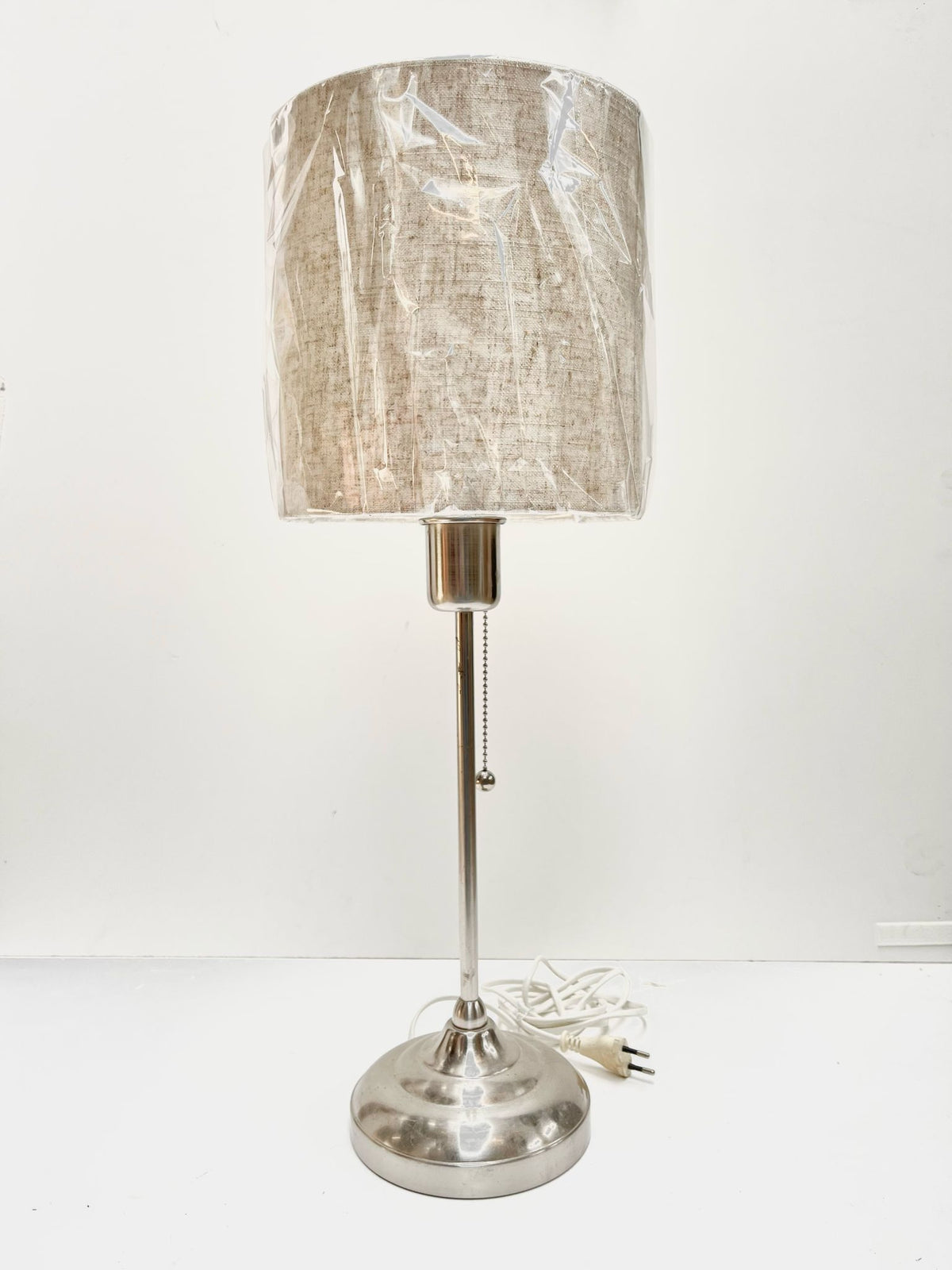 Abat-jour cylindrique en tissu chiné beige