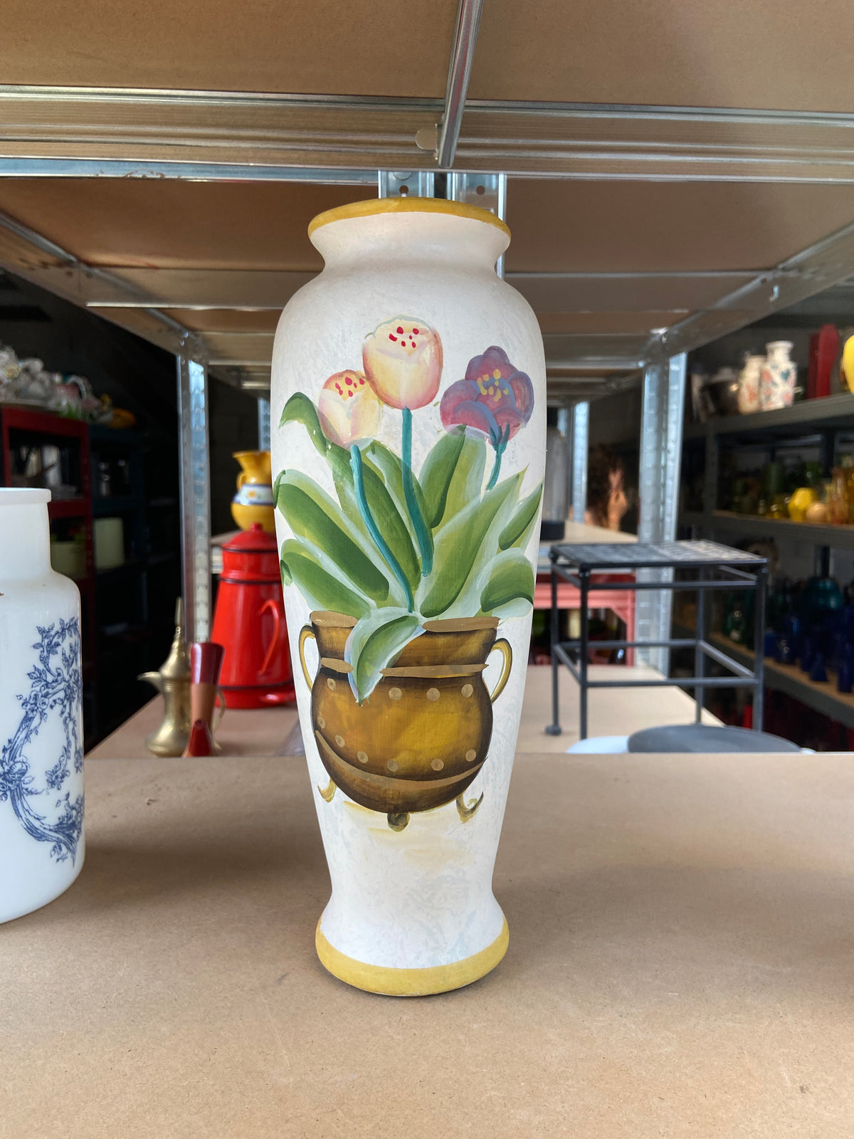 Vase céramique motif bouquet de fleur