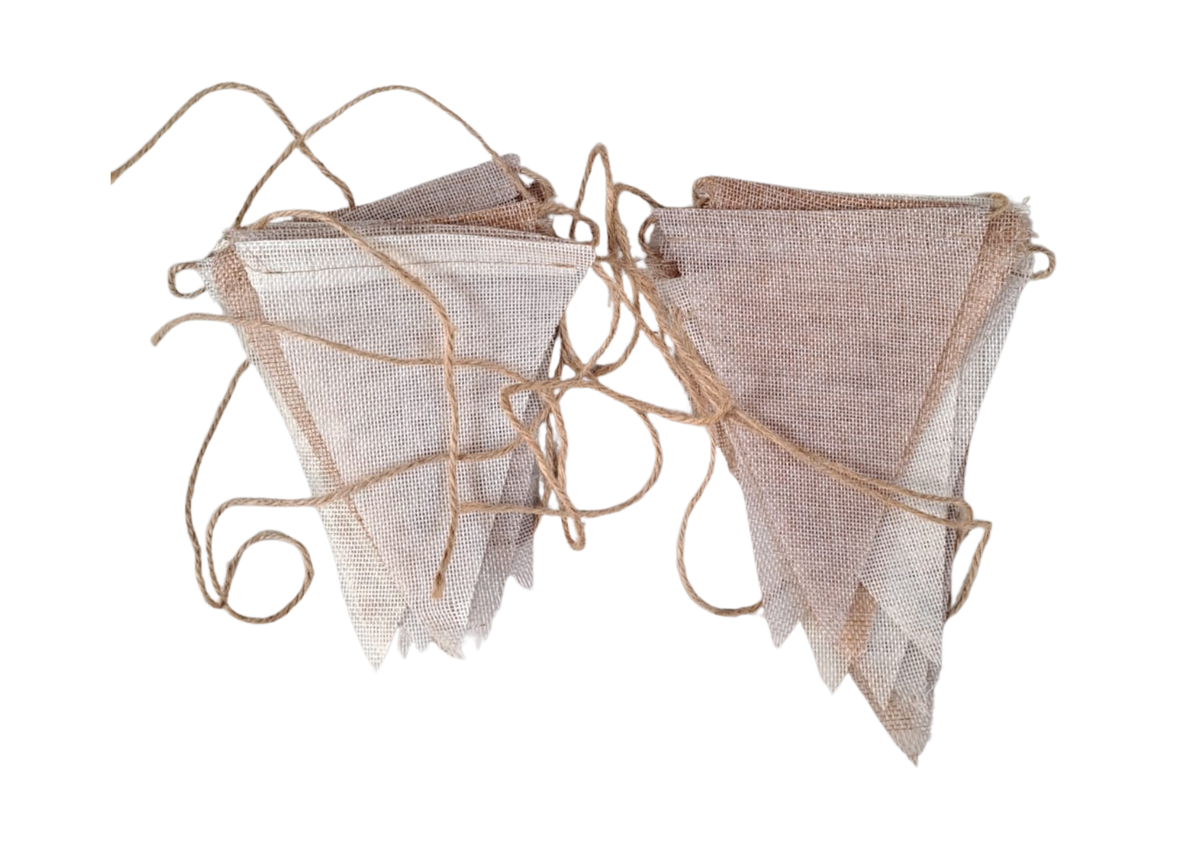 Guirlande de fanions triangulaires en toile de jute