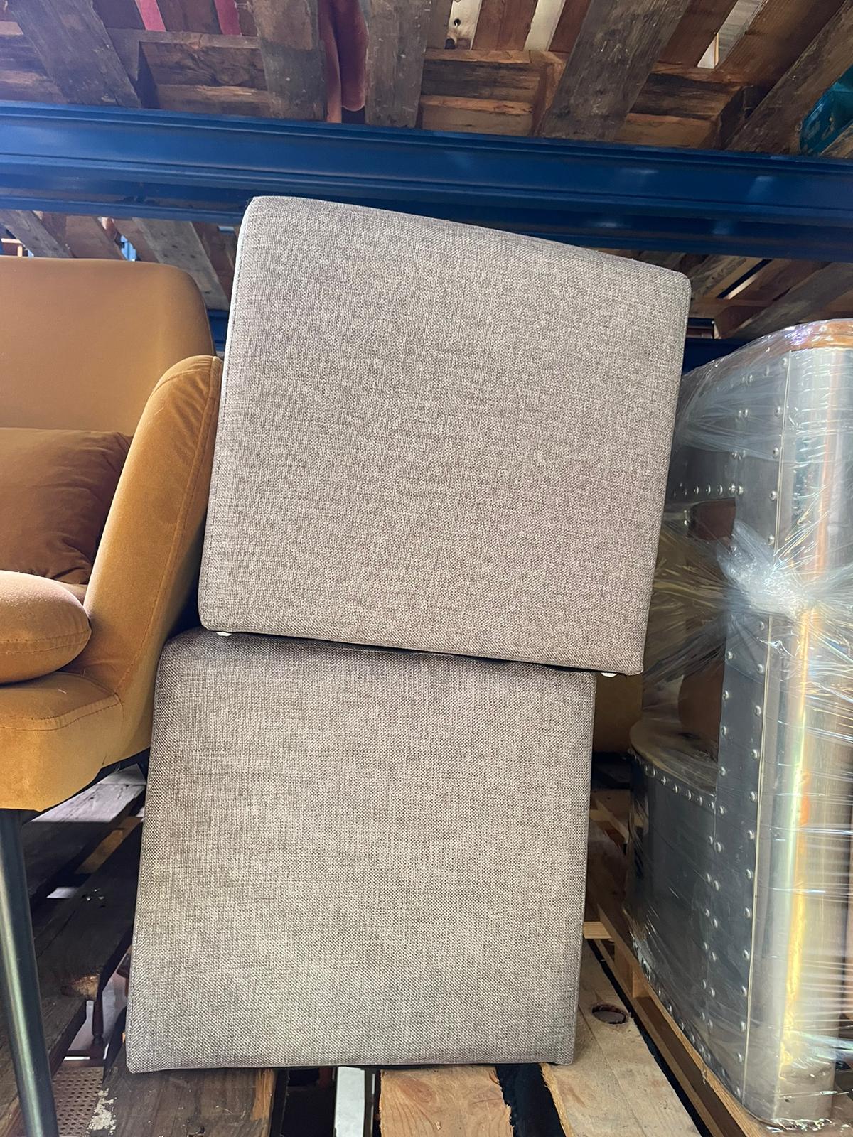 Lot de deux pouf gris en tissu