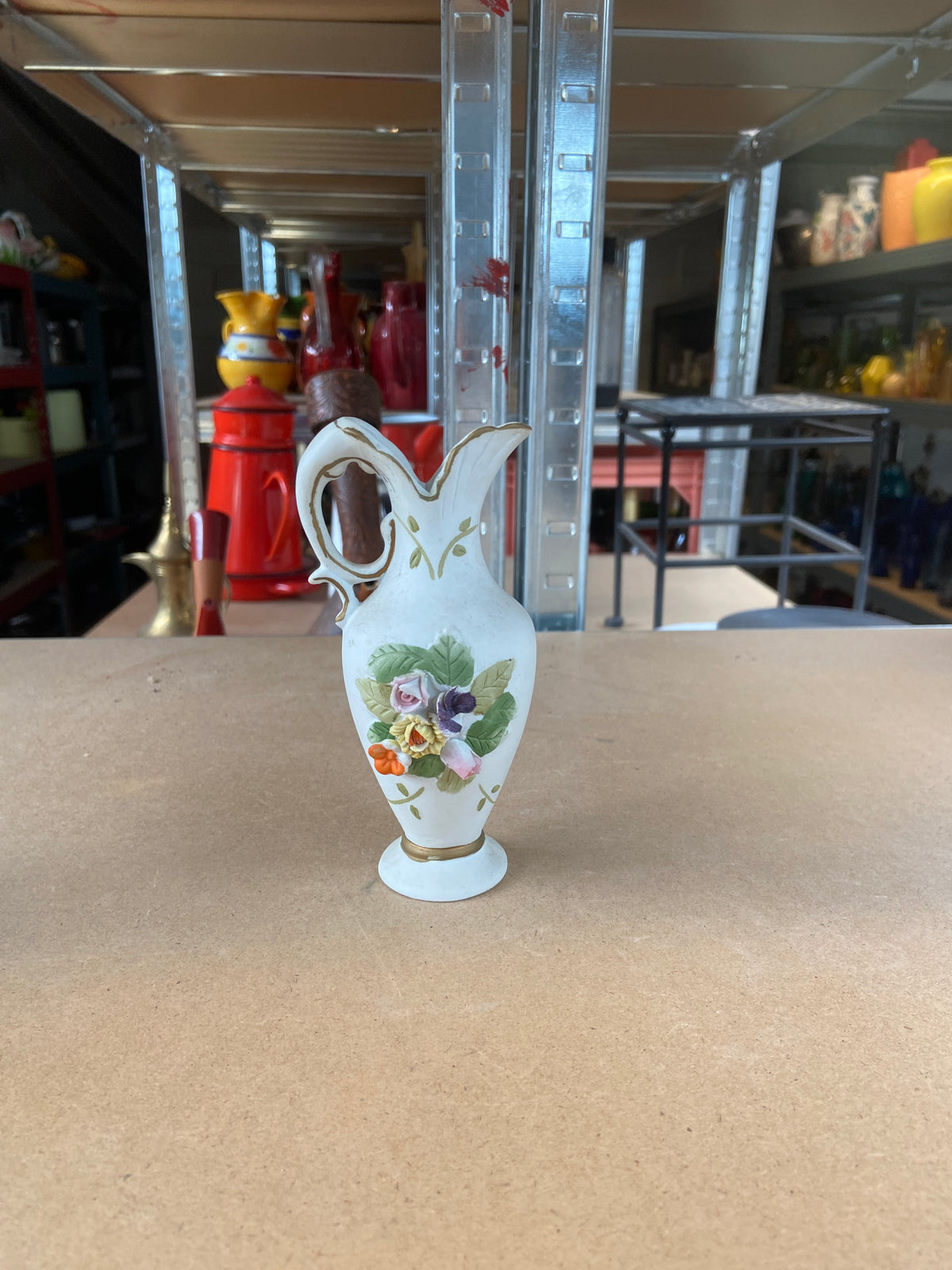 Petit vase cruche céramique motif fleur