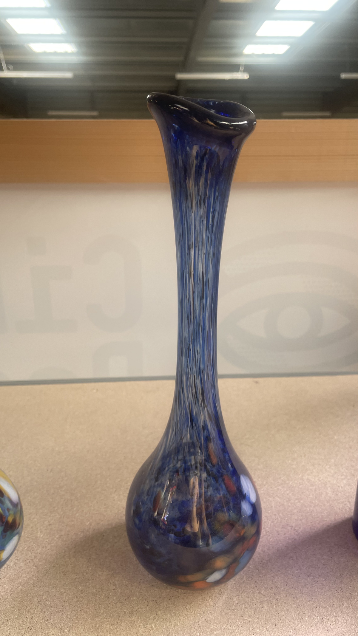 Vase long bleu - verre