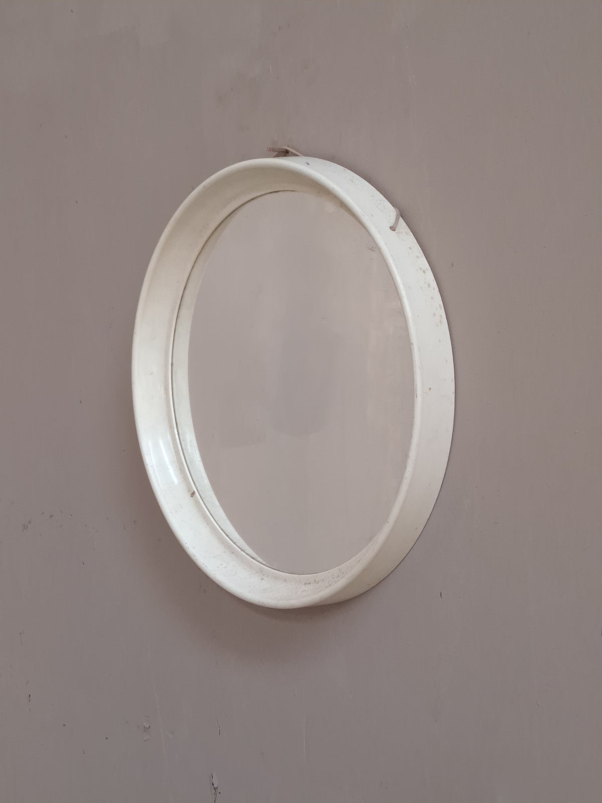Grand miroir rond, plastique blanc
