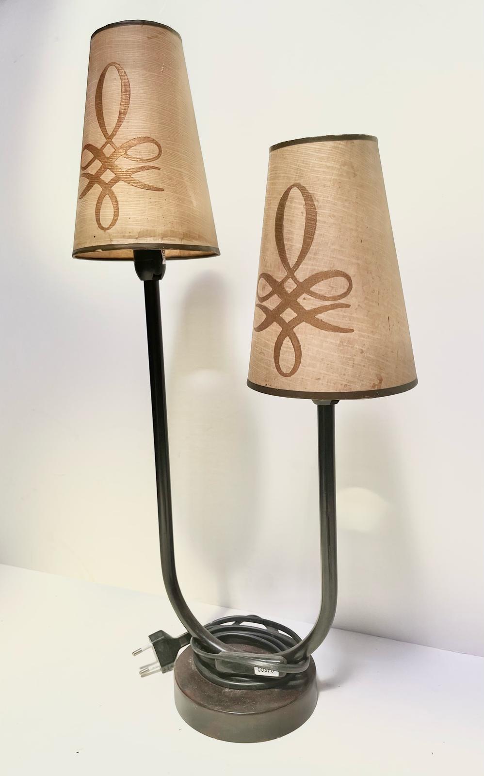 Lampe double beige et noire