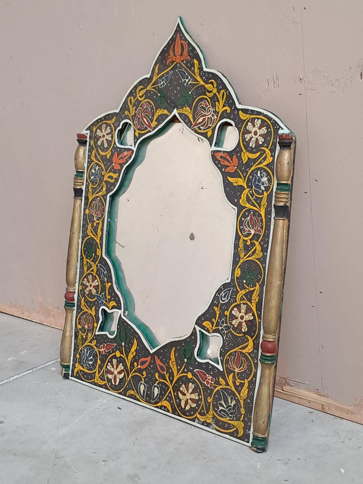 Miroir oriental en bois peint à la main