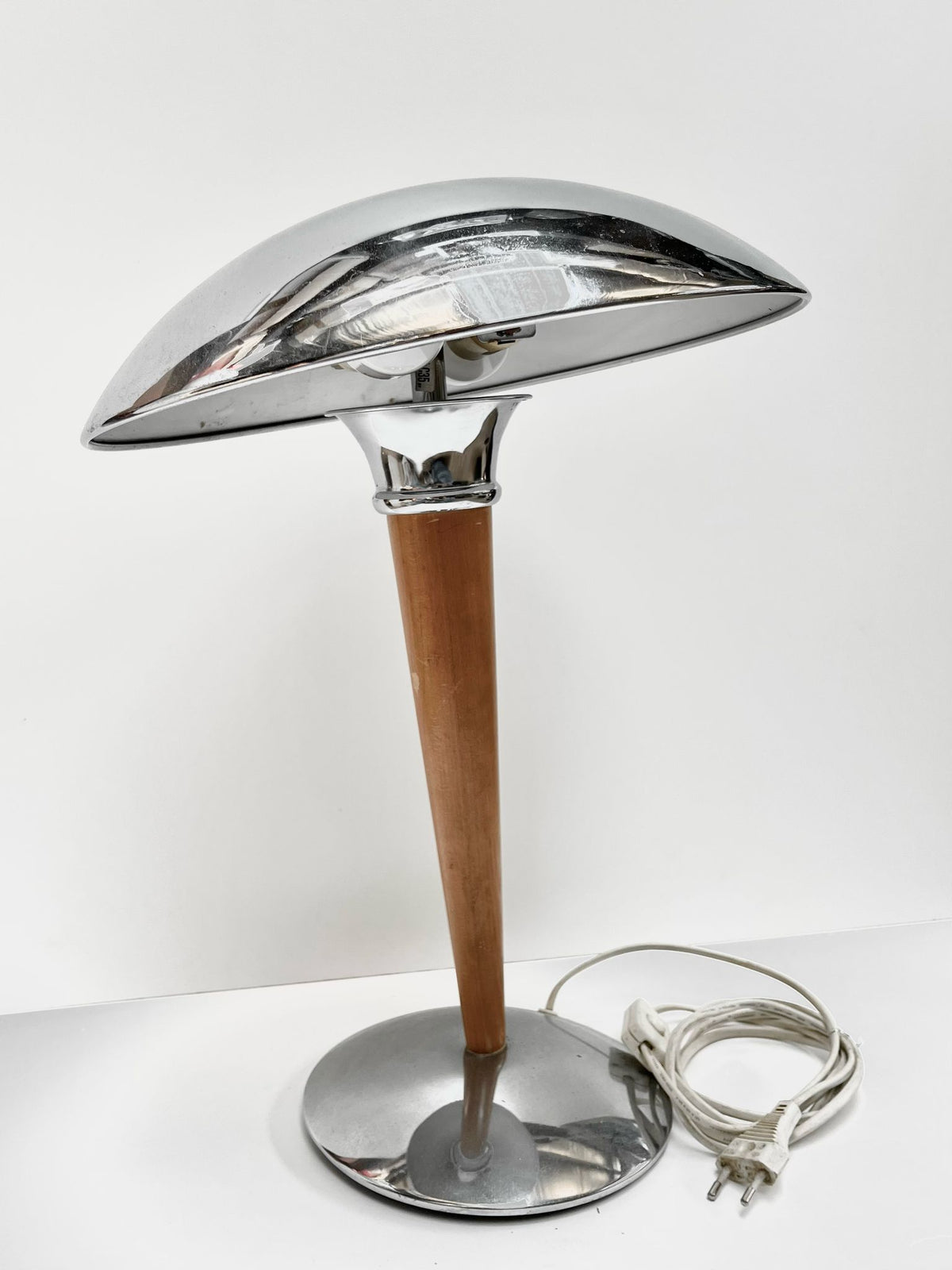 Lampe argenté et bois