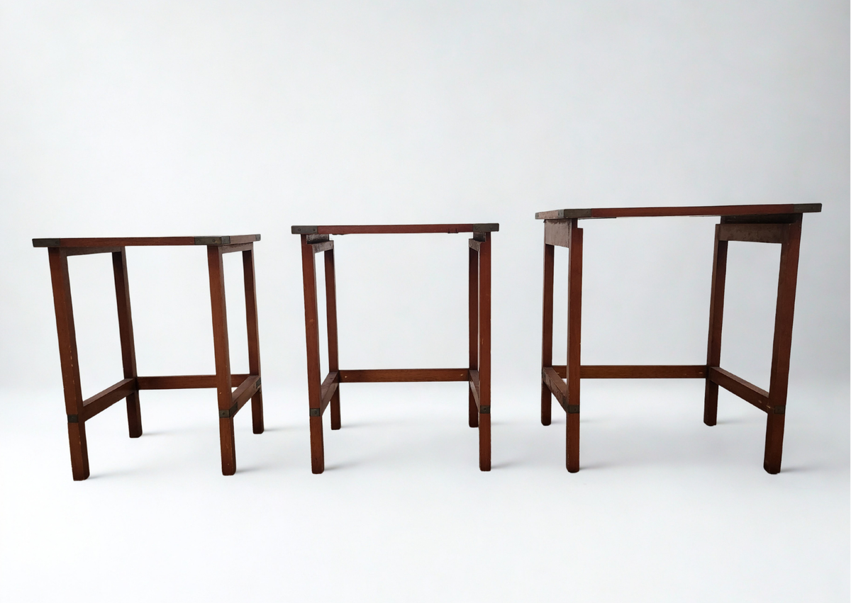 Trio de table basse - bois - marron