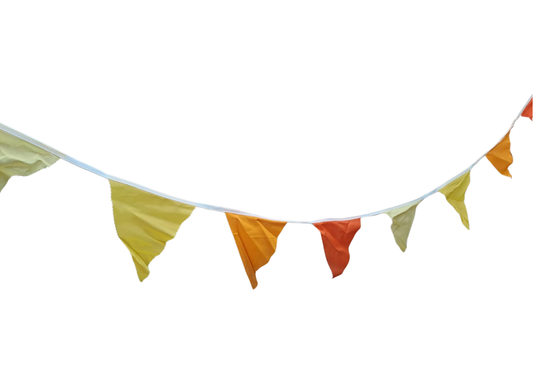 Guirlande de fanions triangulaires en tissu aux nuances de jaune et d'orange