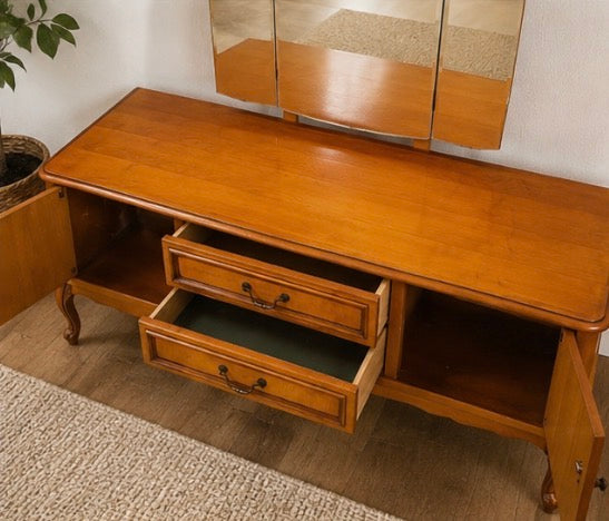 Coiffeuse - Meuble bas avec miroir triptyque vintage – Style classique