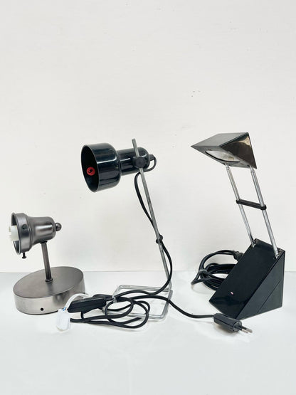 Lampes de bureaux noires et grises