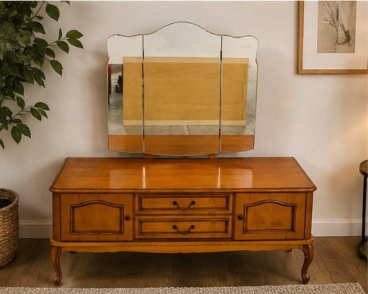 Coiffeuse - Meuble bas avec miroir triptyque vintage – Style classique