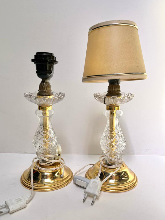 Pied de lampe doré et transparent