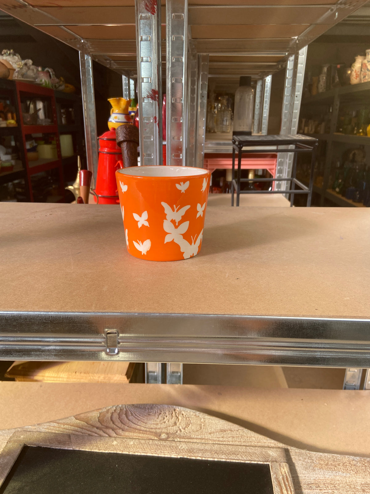Vase - orange - imprimé papillon