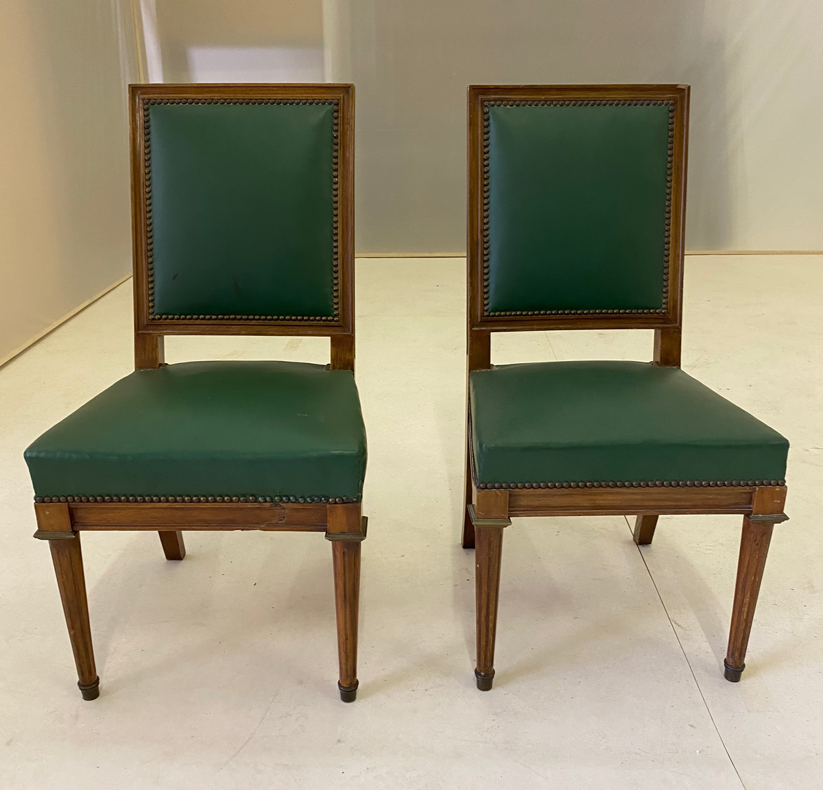Chaise - Bois - Cuir - Vert