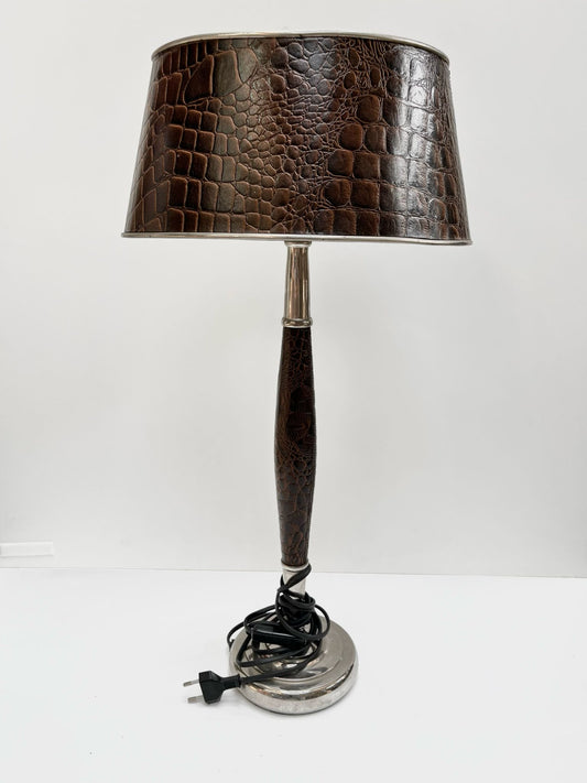 Lampe cuir marron crocodile