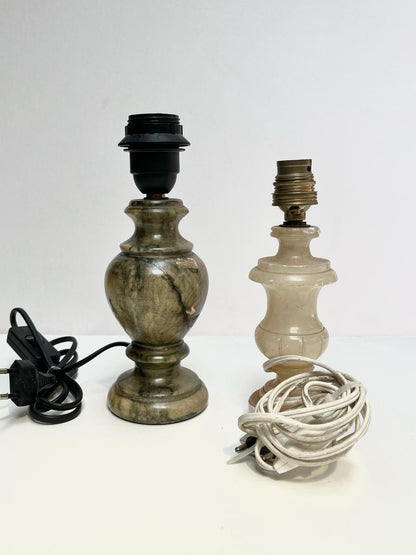 Pied de lampe en marbre blanc et vert