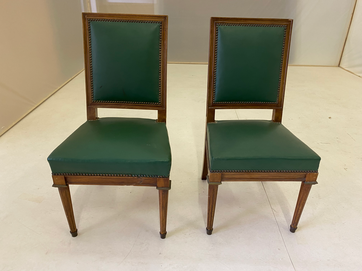 Chaise - Bois - Cuir - Vert