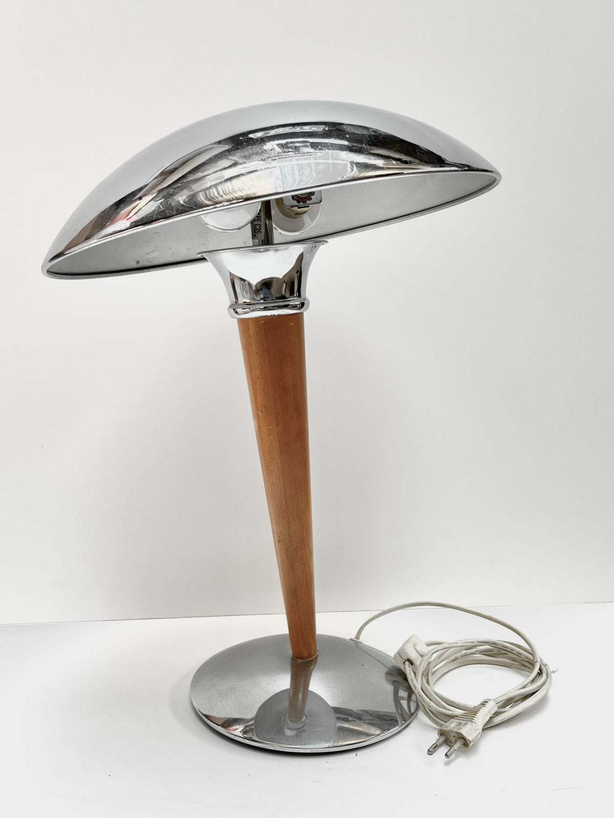 Lampe argenté et bois