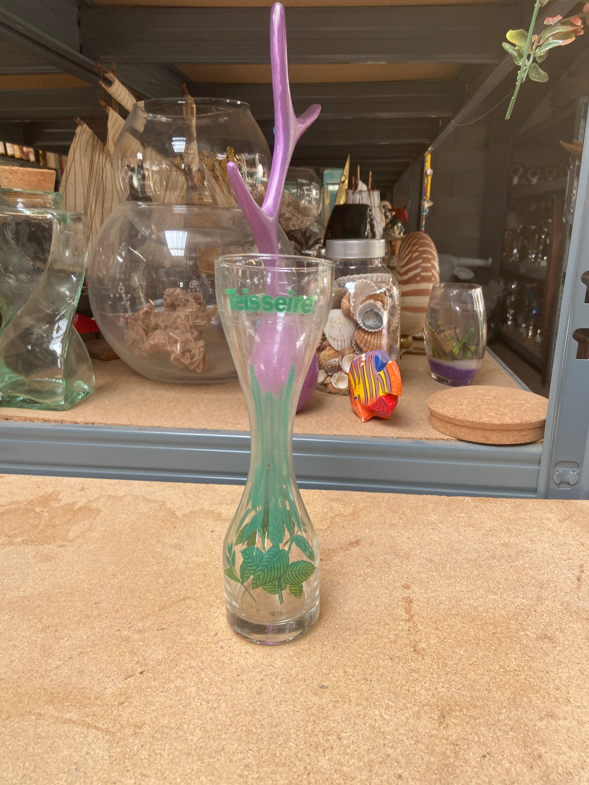 Vase verre - motif feuille