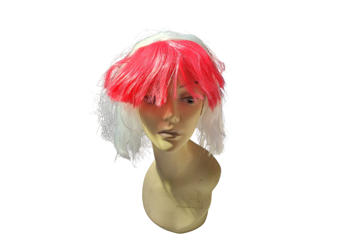Perruque blanc et rose