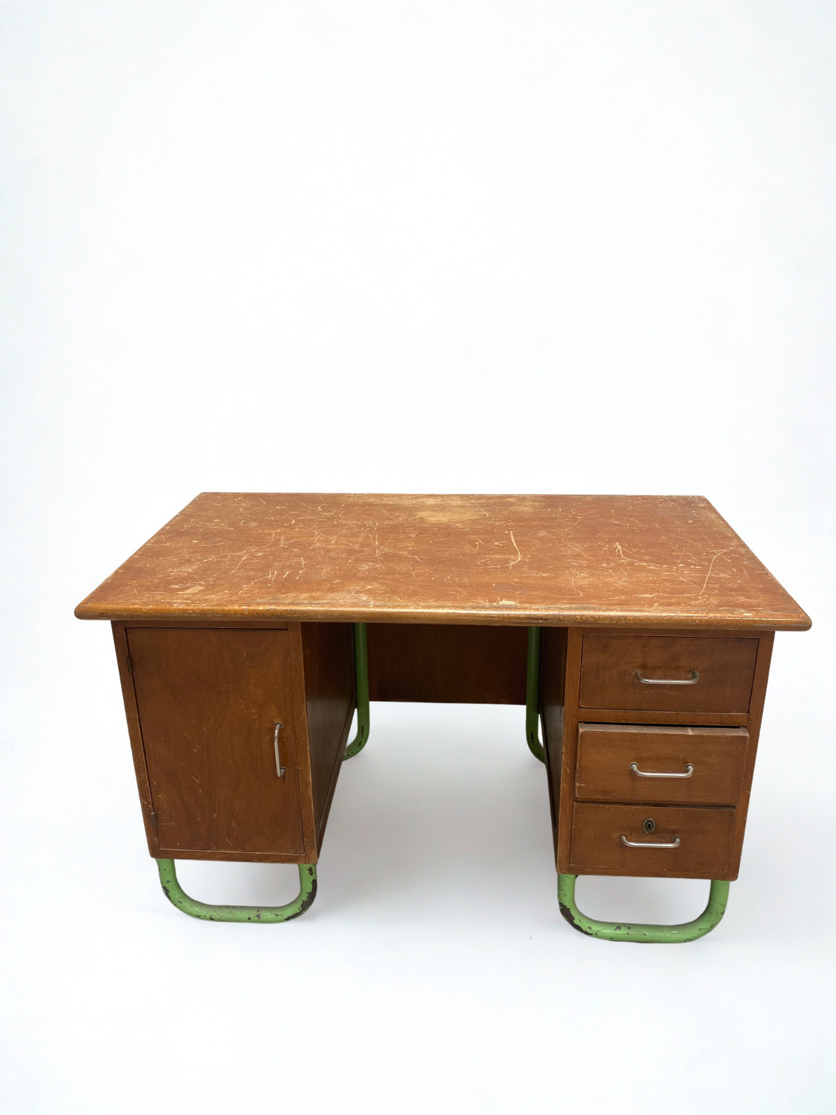 Bureau - bois - barre en métal