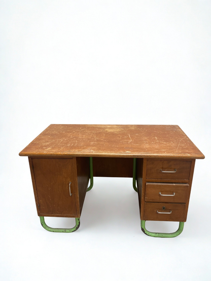 Bureau - bois - barre en métal