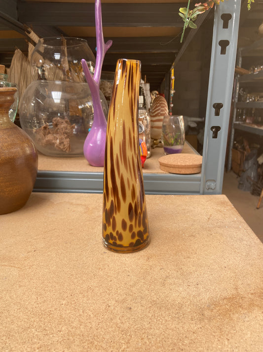 Vase verre - jaune et marron