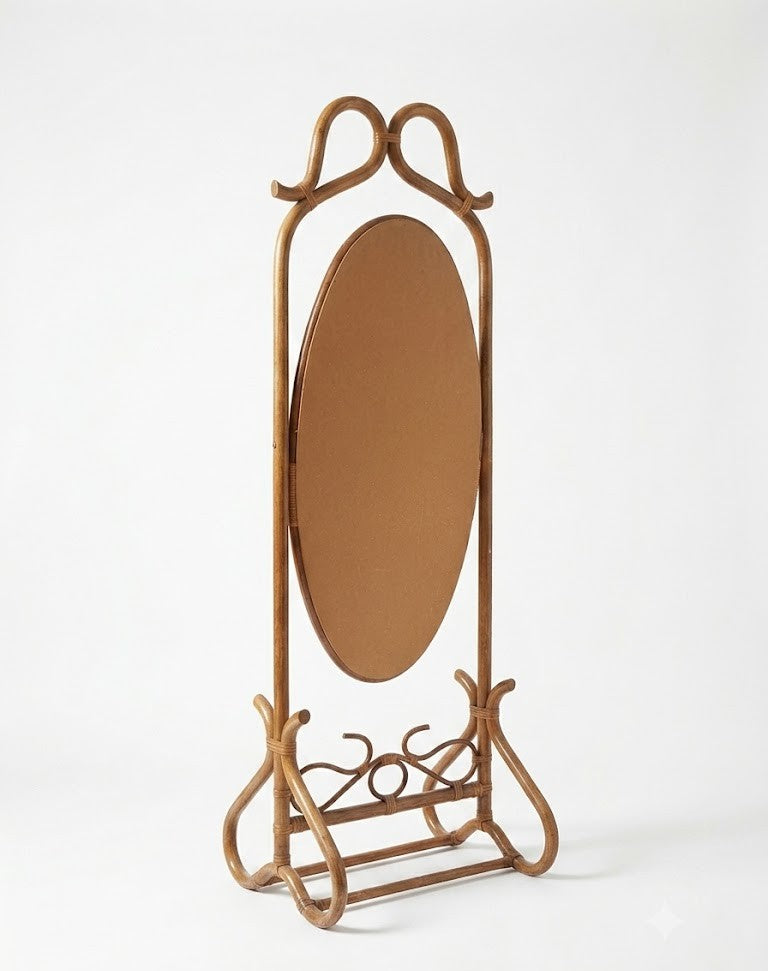 Miroir psyché en rotin