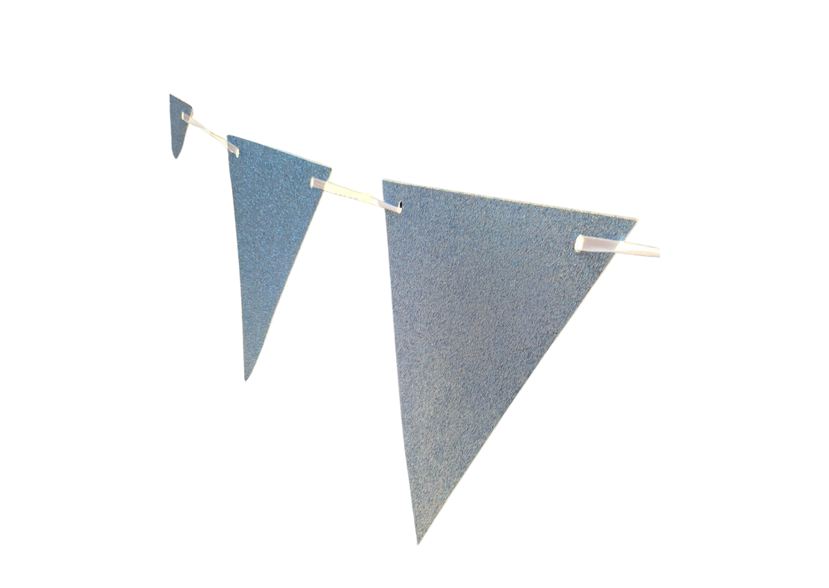 Guirlande de fanions triangulaires bleu pailleté