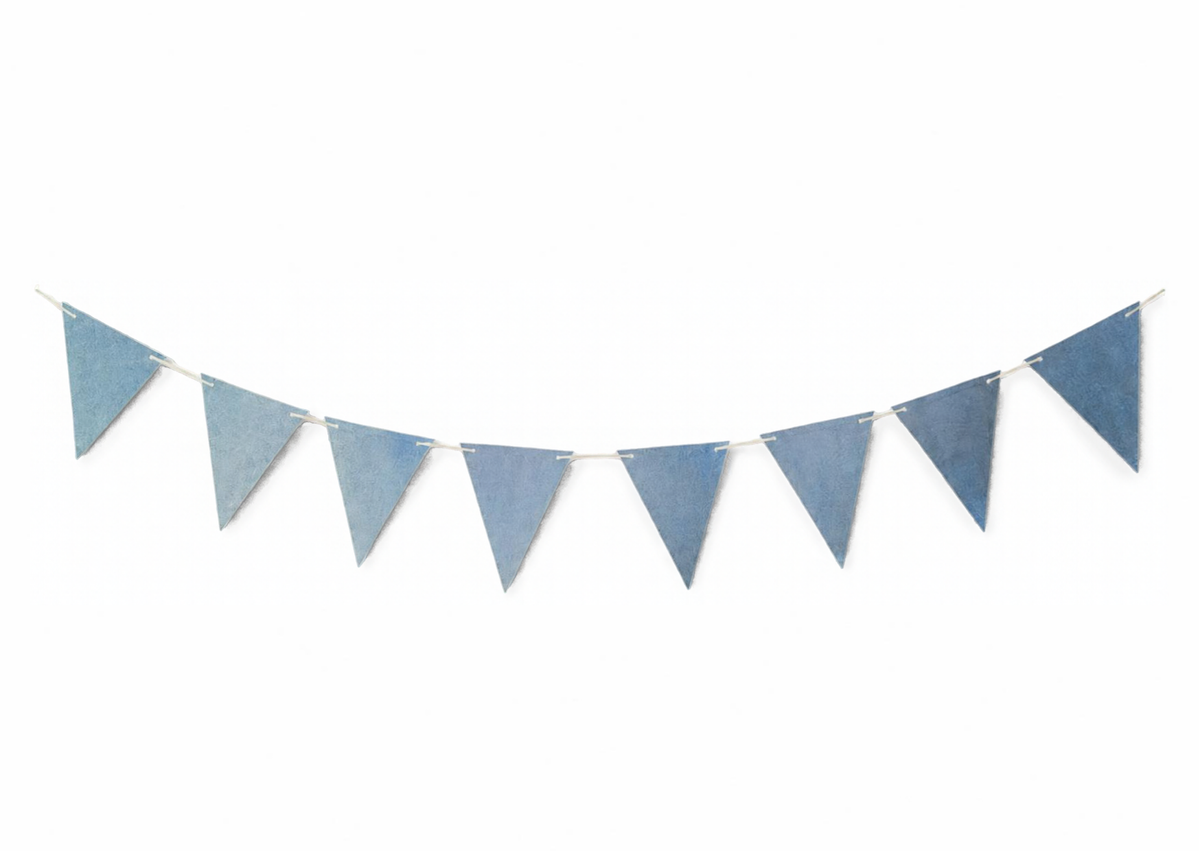 Guirlande de fanions triangulaires bleu pailleté