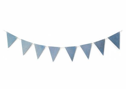 Guirlande de fanions triangulaires bleu pailleté
