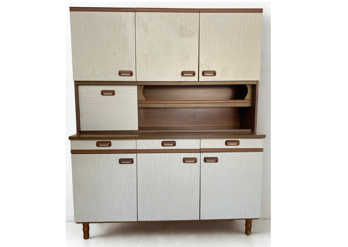 Buffet vaisselier de cuisine blanc et marron