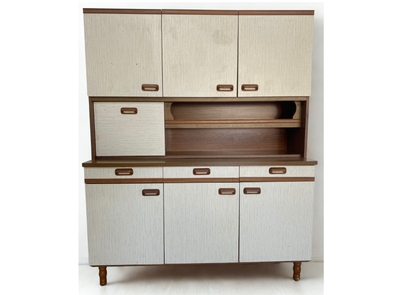 Buffet vaisselier de cuisine blanc et marron
