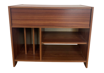 Meuble tourne-disque en bois à abattant et casier