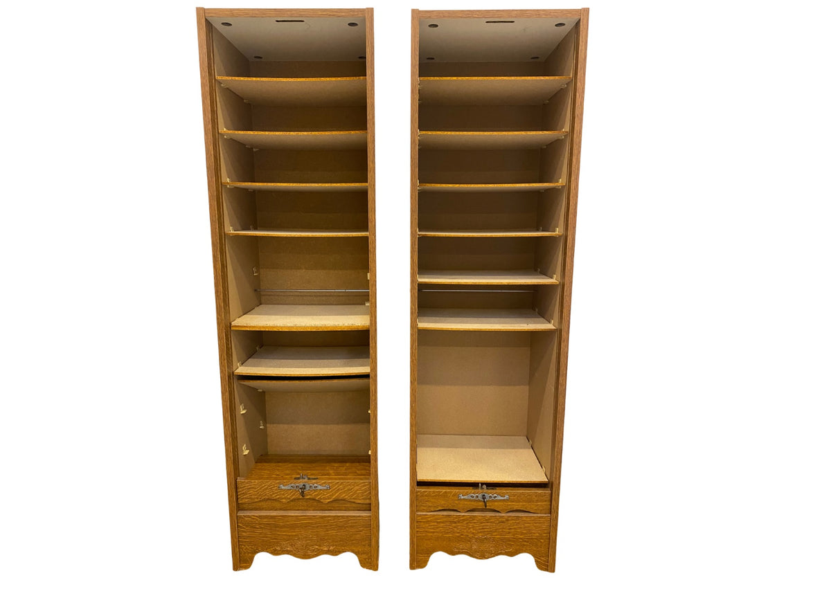 Meuble classeur en bois clair à rideau (L 42 × P 35 × H 150 cm)