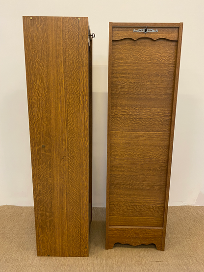 Meuble classeur en bois clair à rideau (L 42 × P 35 × H 150 cm)