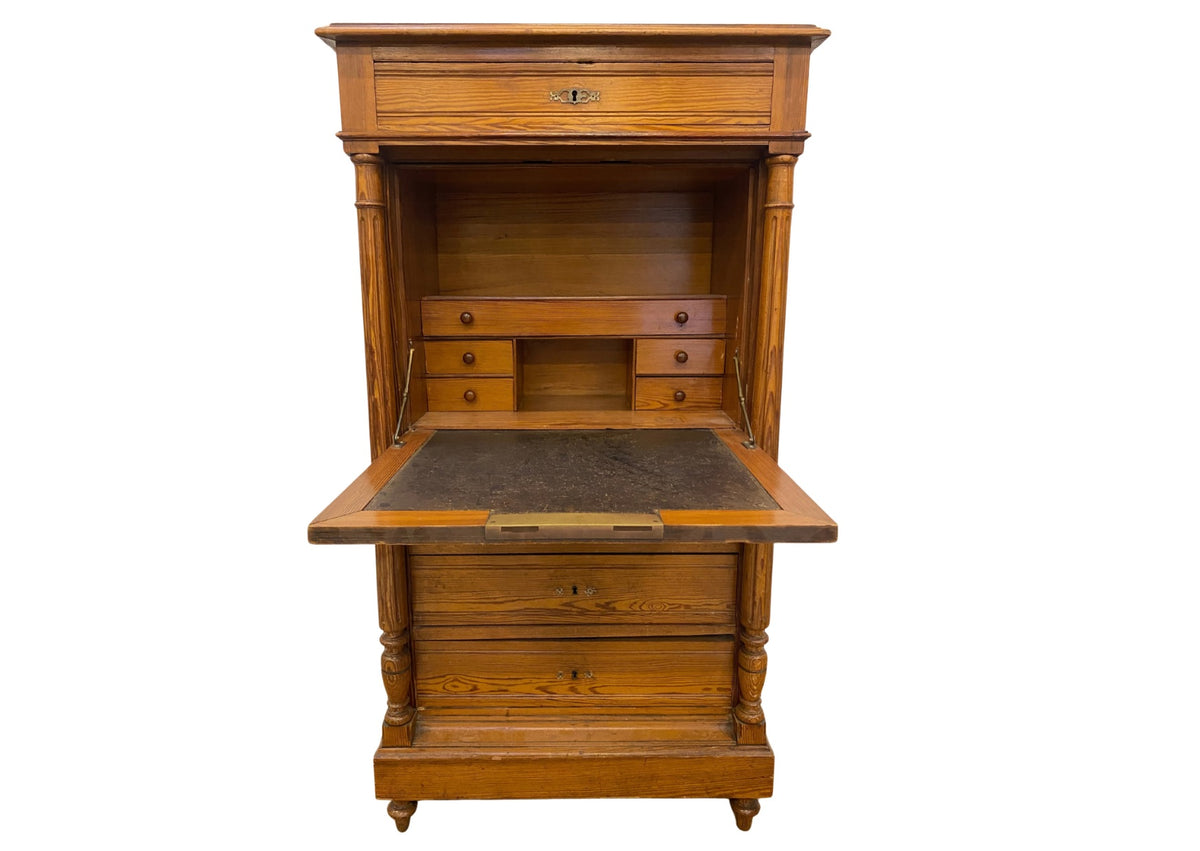 Secrétaire en bois à abattant (L 80 × P 48 × H 150 cm)