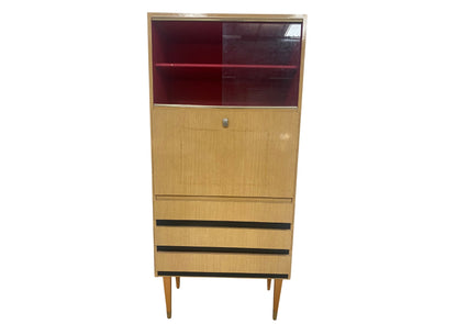 Secrétaire en bois clair à vitrine (L 80 × P 39 × H 174 cm)