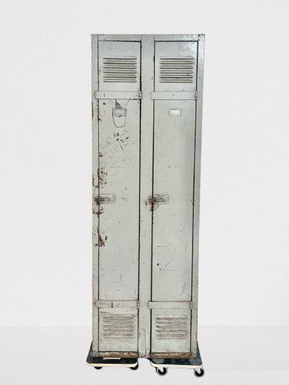 Vestiaire métallique deux portes gris clair (L 50,5 × P 39,5 × H 180 cm)