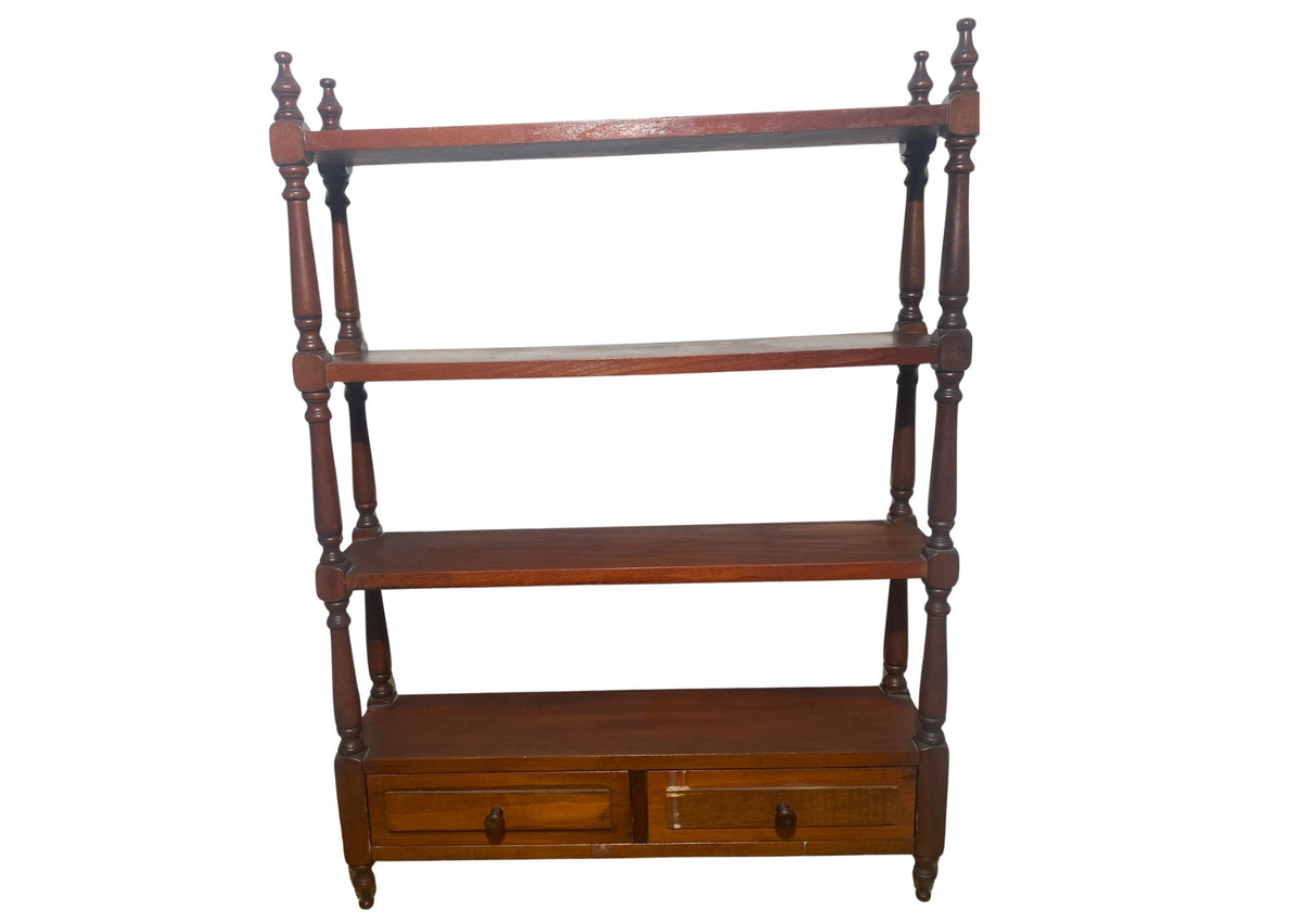 Étagère en bois foncé à montants tournés (L 65 × P 15 × H 90 cm)