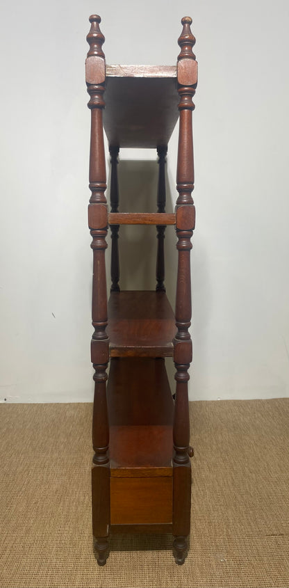 Étagère en bois foncé à montants tournés (L 65 × P 15 × H 90 cm)