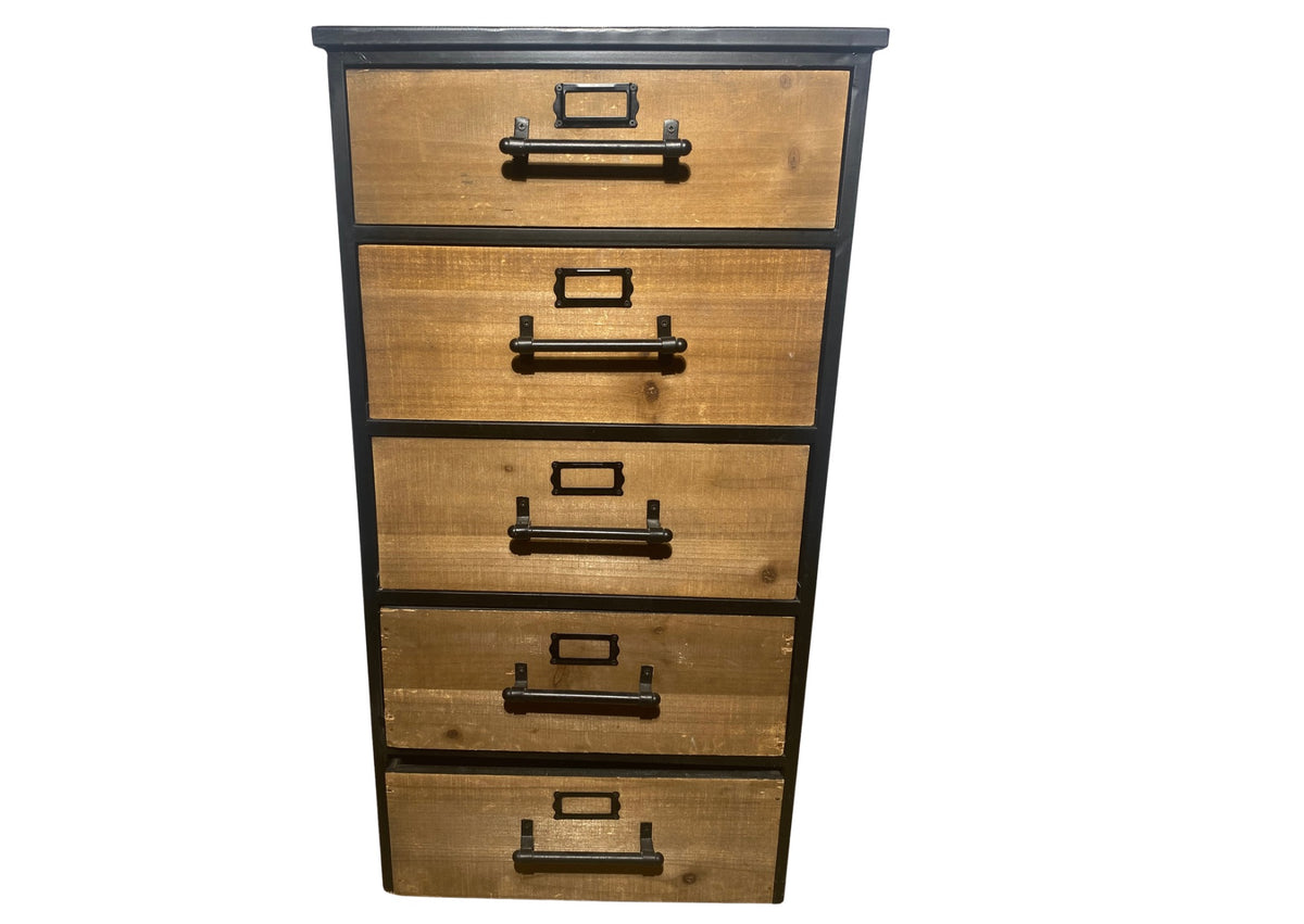 Meuble à tiroirs noir et bois (L 42 × P 40 × H 80 cm)