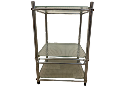 Desserte en métal chromé et verre (L 60 × P 45 × H 68 cm)
