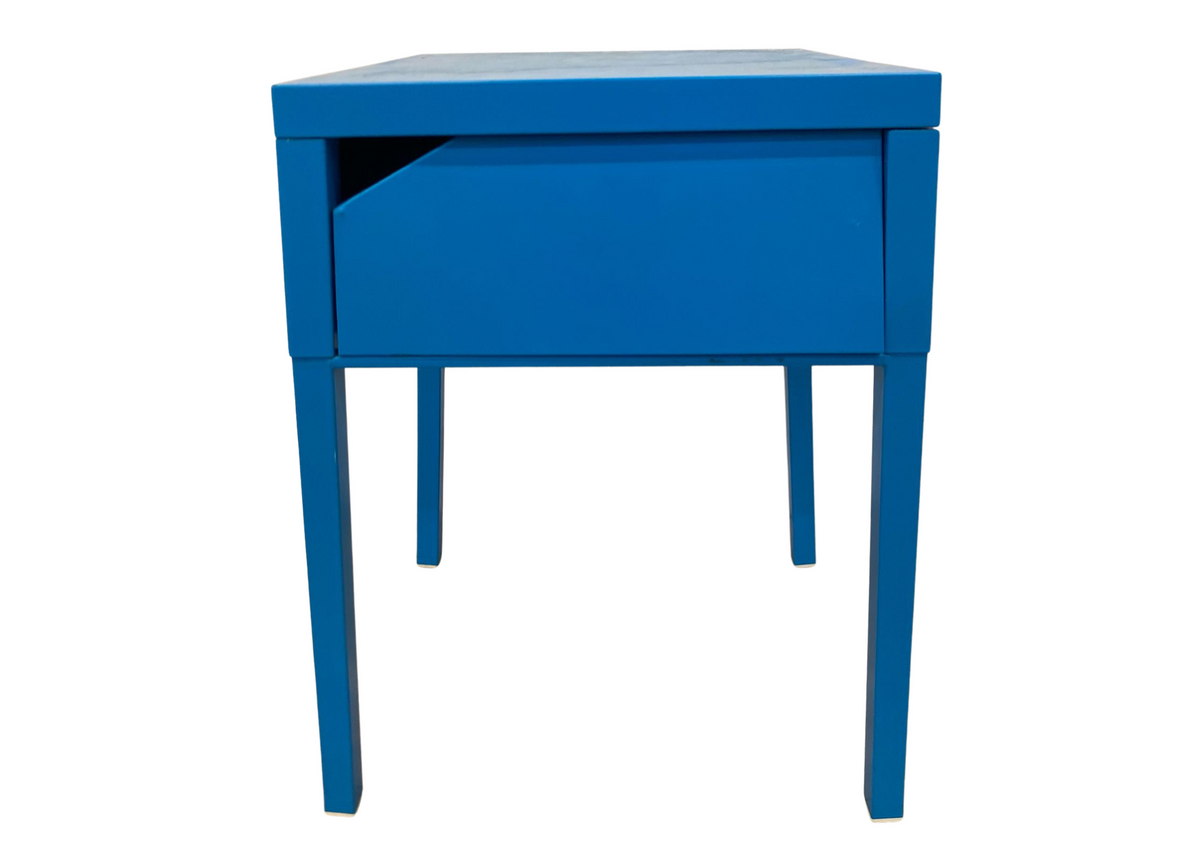 Table de chevet bleue à tiroir