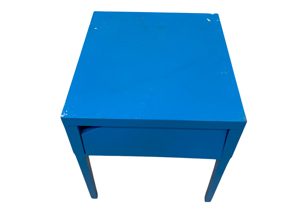 Table de chevet bleue à tiroir