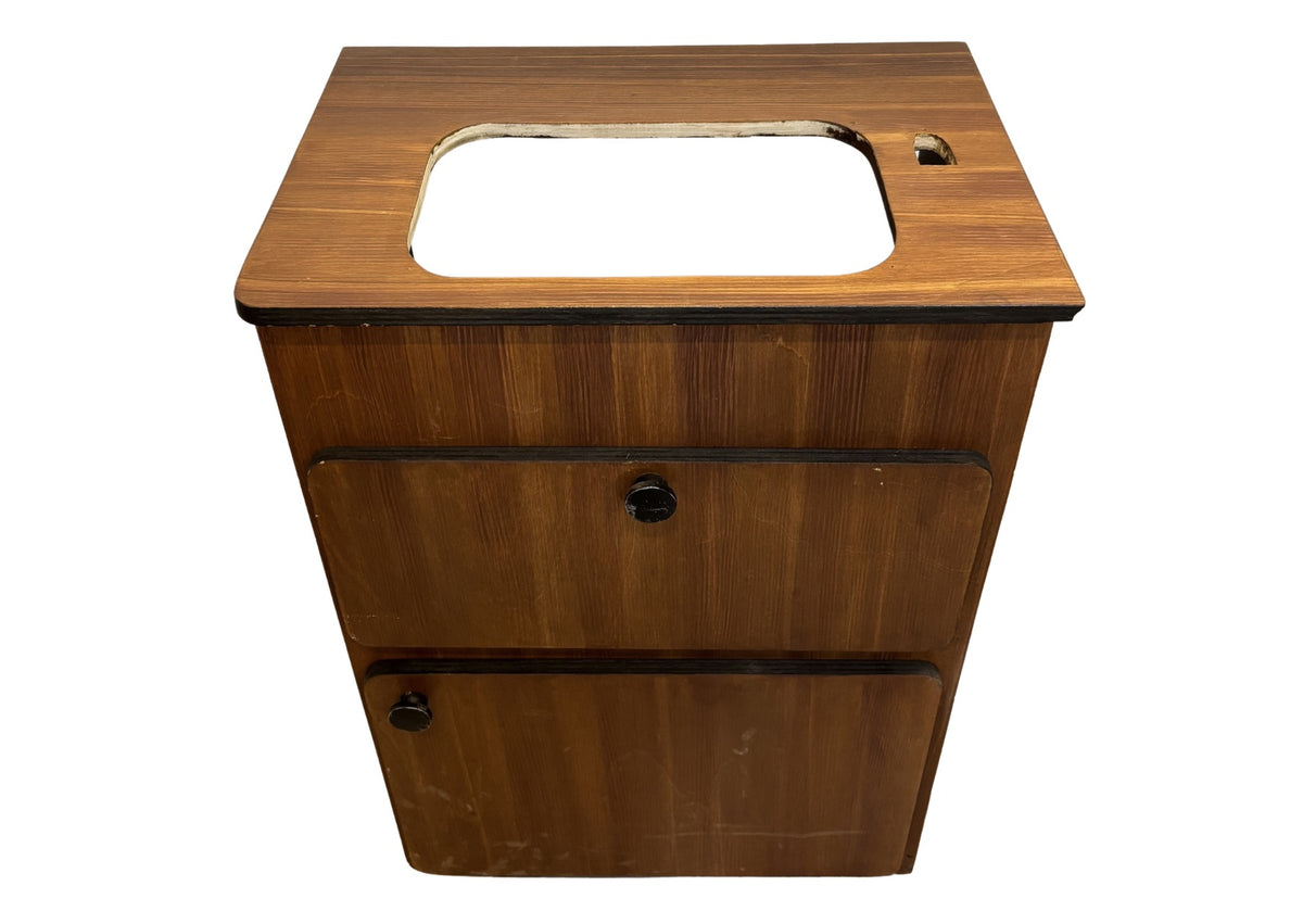 Meuble à vasque effet bois sur roulettes (L 55,5 × P 38 × H 85 cm)